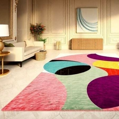 Handcrafted Pastel Abstract Modern Living Room Rug
